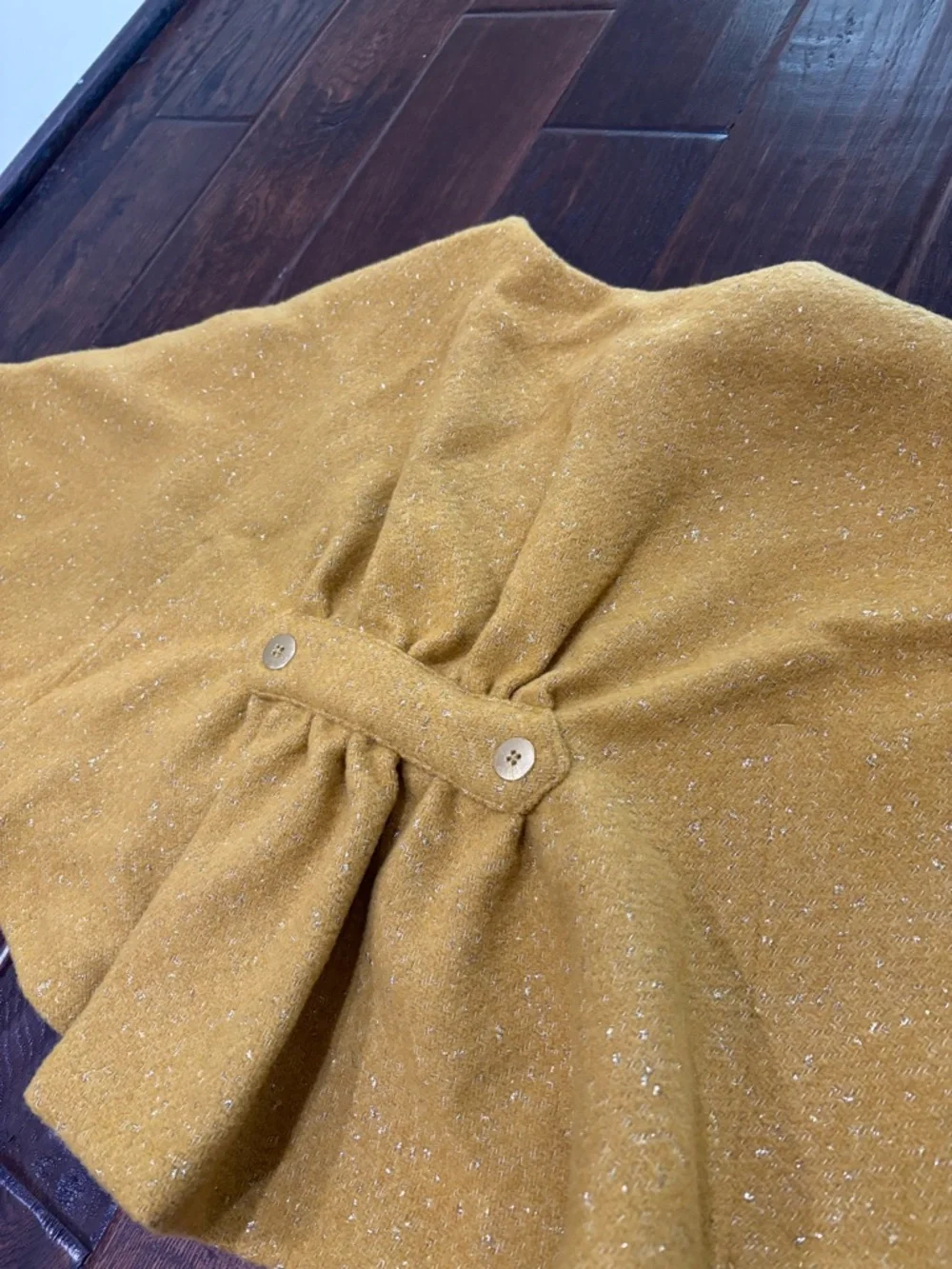 Osh Kosh Wool Blend Cape Chartreuse Mustard Sparkle 4 Kimono Sweater Jacket LN